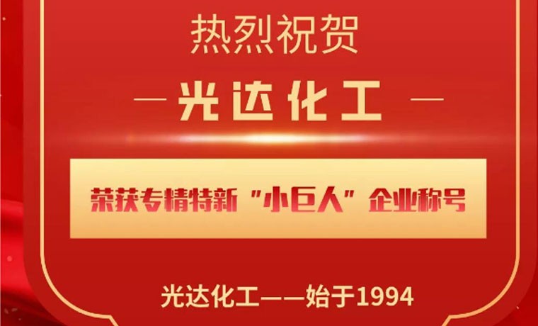 喜報！光達化工榮獲專精特新“小巨人”企業(yè)稱號！